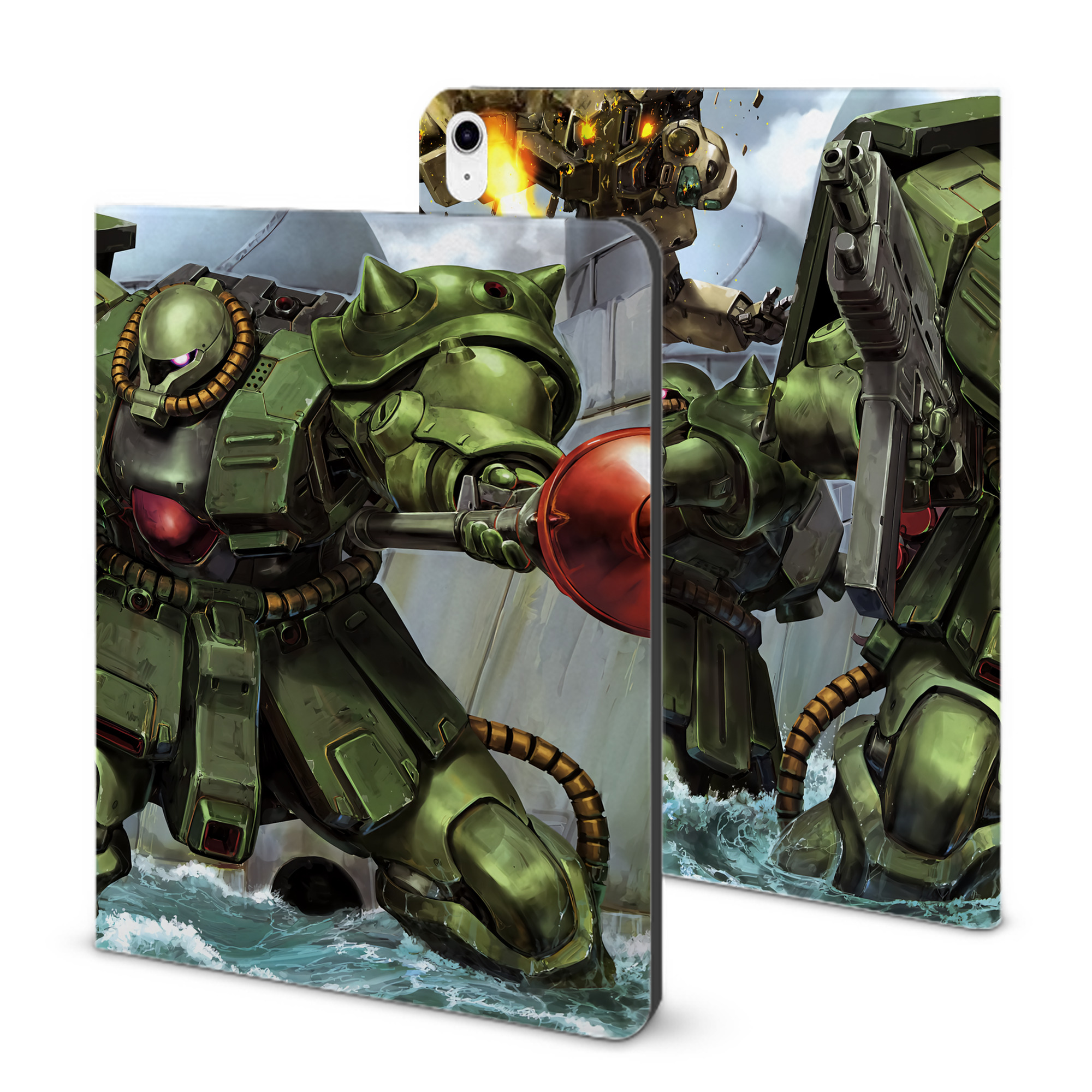 （画像用） 機動戦士ガンダム Mobile Suit Gundam IPad ケース ブック型 PUレザー TPU 耐衝撃 軽量 薄型 ペン収納なし 全面保護 IPad 各モデル対応